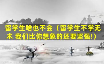 留学生啥也不会（留学生不学无术 我们比你想象的还要坚强!）